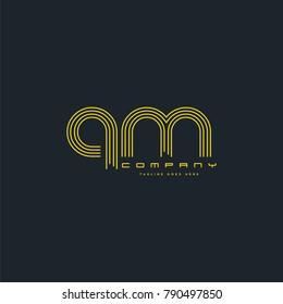 Letters Q M joint logo icon. Stroke letter vector element.
