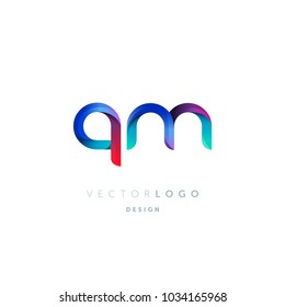 Letters Q & M logo, multi colour letters icon vector template.

