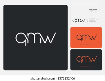 Letters Q M W joint logo icon with business card vector template.