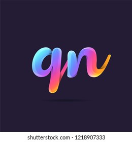 Letters Q & N 3D logo, multi colour gradient letters icon vector template.
