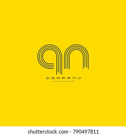 Letters Q N joint logo icon. Stroke letter vector element.
