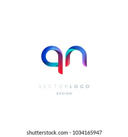 Letters Q & N logo, multi colour letters icon vector template.

