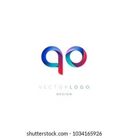 Letters Q & O logo, multi colour letters icon vector template.

