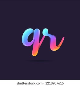 Letters Q & R 3D logo, multi colour gradient letters icon vector template.
