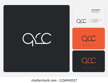 Letters Q R C logo icon with business card vector template.
