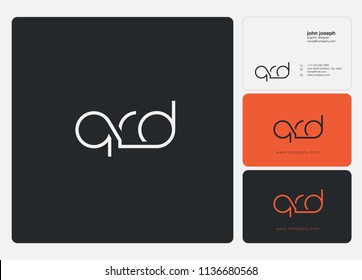 Letters Q R D joint logo icon with business card vector template.