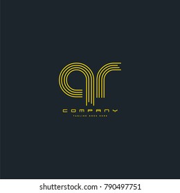 Letters Q R joint logo icon. Stroke letter vector element.
