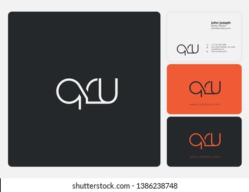 Letters Q R U Joint logo icon with business card vector template.
