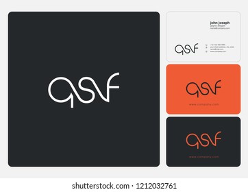 Letters Q S F Joint logo icon with business card vector template.
