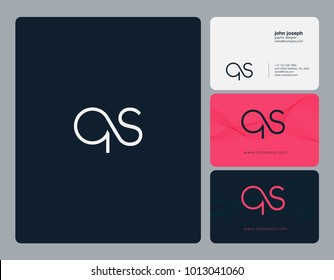 Letters Q S, Q & S joint logo icon with business card vector template.