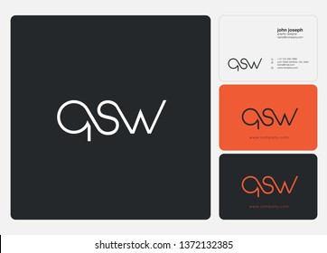 Letters Q S W joint logo icon with business card vector template.