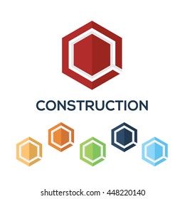 Letters Q set,Hexagon vector logo design template