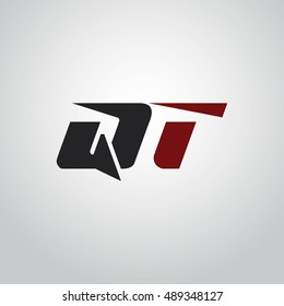 The letters Q and T logo automotive black and red colored