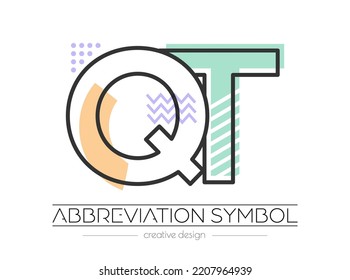 Letters Q and T. Merging of two letters. Initials logo or abbreviation symbol. Vector illustration for creative design and creative ideas. Flat style.