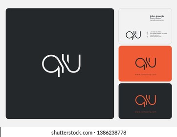 Letters Q I U Joint logo icon with business card vector template.