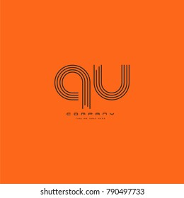 Letters Q U joint logo icon. Stroke letter vector element.
