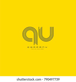 Letters Q U joint logo icon. Stroke letter vector element.
