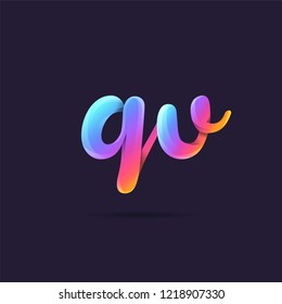 Letters Q & V 3D logo, multi colour gradient letters icon vector template.
