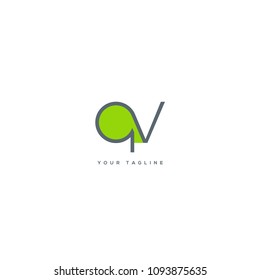 Letters Q V joint icon vector template.
