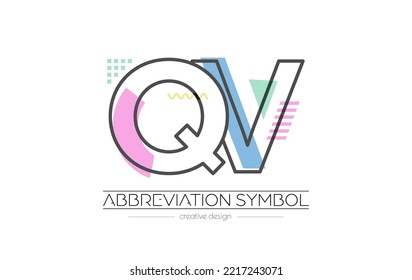 Cartas Q y V. Fusión de dos letras. Símbolo inicial de logotipo o abreviatura. Ilustración vectorial para diseño creativo e ideas creativas. Estilo plano.
