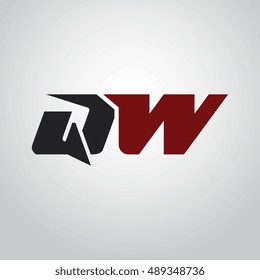 The letters Q and W logo automotive black and red colored