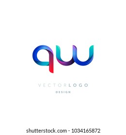 Letters Q & W logo, multi colour letters icon vector template.

