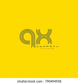 Letters Q X joint logo icon. Stroke letter vector element.