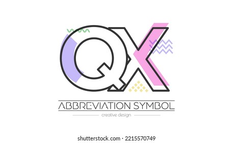 Cartas Q y X. Fusión de dos letras. Símbolo inicial de logotipo o abreviatura. Ilustración vectorial para diseño creativo e ideas creativas. Estilo plano.