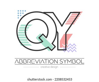 Letters Q and Y. Merging of two letters. Initials logo or abbreviation symbol. Vector illustration for creative design and creative ideas. Flat style.
