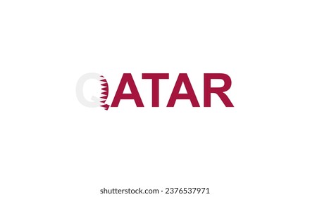 Letters Qatar in the style of the country flag. Qatar word in national flag style. Vector illustration.