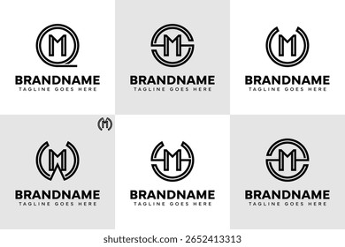 Letras QM SM UM WM MM YM ZM Logo Monogram Set, para MQ MS MU MW MM MY MZ iniciais