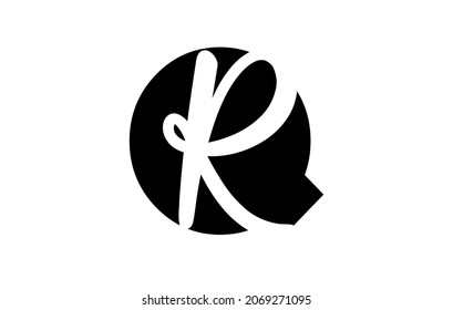 Letters QR logo with a minimalist design. Letters Q and R with geometric and handwritten typography. Creative Vector Illustration with letters.