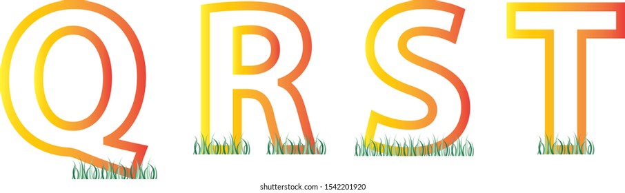 The letters Q,R,S,T and the green grass below