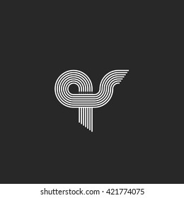 Letters qs logo, intersection combs geometric shape pair q s letters, combination 2 crossing symbol for wedding invitation emblem