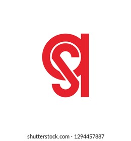 letters qs simple flat geometric line logo vector