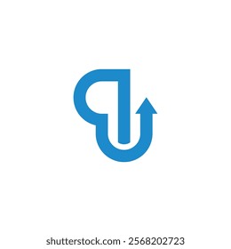letters qu arrow simple geometric logo vector 
