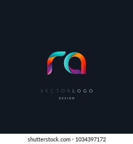 Letters R A, R & A logo, multi colour letters icon vector template.