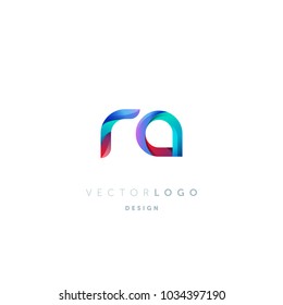 Letters R A, R & A logo, multi colour letters icon vector template.