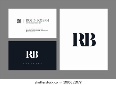 Letters R B joint logo icon with business card vector template.