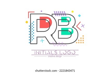 Buchstaben R und B. Zusammenführung von zwei Buchstaben. Initiallogo oder Abkürzungssymbol. Vektorgrafik für kreatives Design und kreative Ideen. Flacher Stil.
