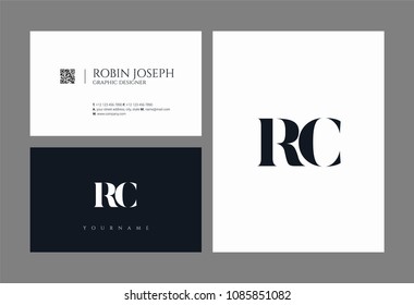Letters R C joint logo icon with business card vector template.