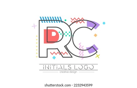 Letters R and C. Merging of two letters. Initials logo or abbreviation symbol. Vector illustration for creative design and creative ideas. Flat style.