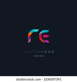 Letters R E, R & E logo, multi colour letters icon vector template.