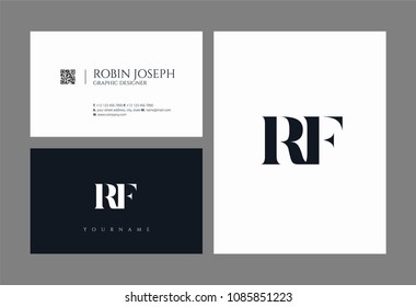 Letters R F joint logo icon with business card vector template.