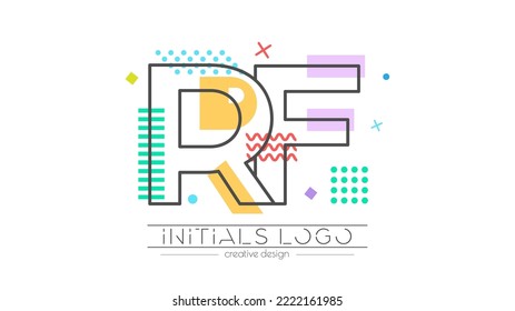 Buchstaben R und F. Zusammenführung von zwei Buchstaben. Initiallogo oder Abkürzungssymbol. Vektorgrafik für kreatives Design und kreative Ideen. Flacher Stil.