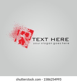 Letters R  grunge effect logo template