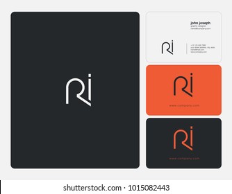 Letters R I, R & I joint logo icon with business card vector template.
