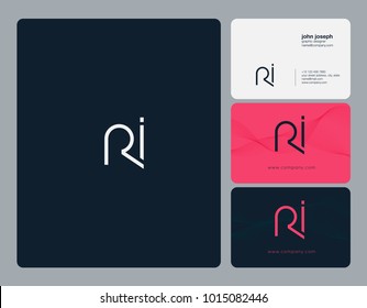 Letters R I, R & I joint logo icon with business card vector template.
