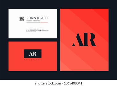 Letters A R, A & R joint logo icon with business card vector template.

