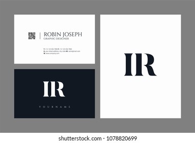 Letters I R, I & R joint logo icon with business card vector template.